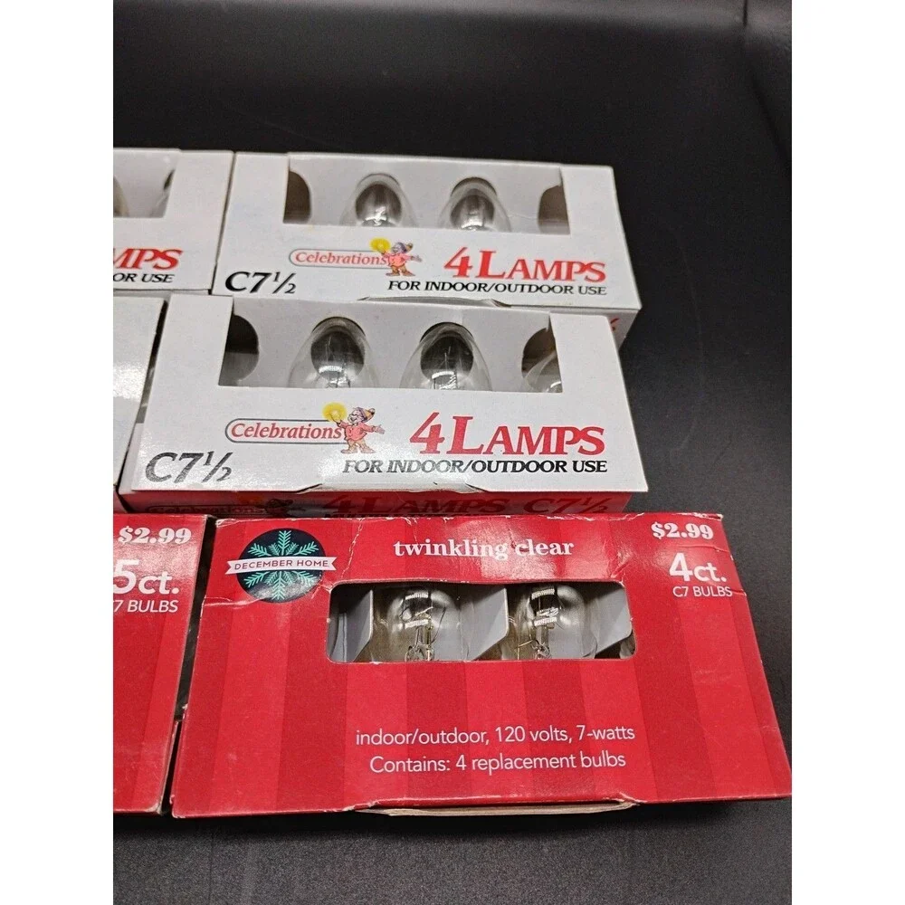 Vintage - C7 1/2 - Clear - Christmas Lamps Indoor Outdoor Bulbs - 21 Count